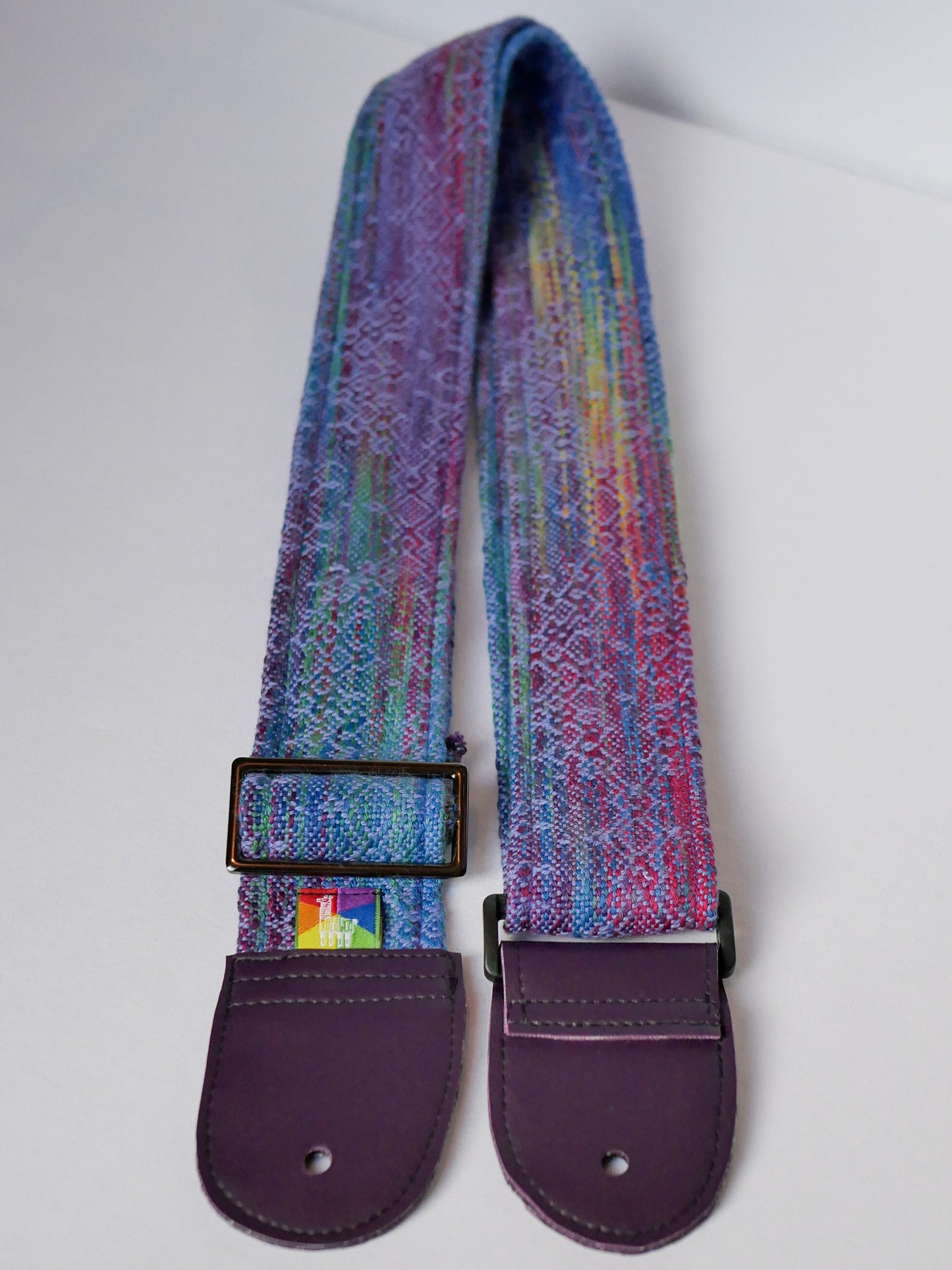 Handwoven Guitar Strap - Blue Rainbow