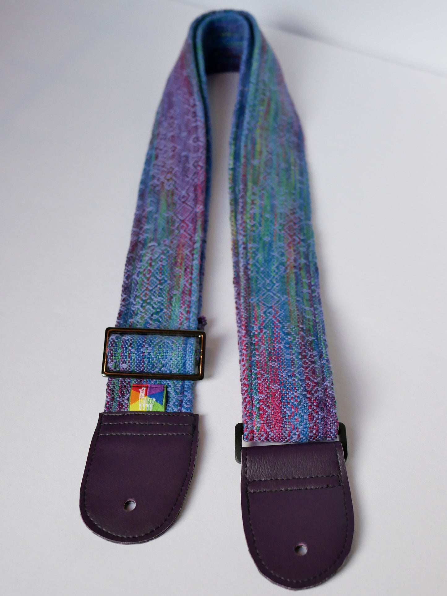 Handwoven Guitar Strap - Blue Rainbow