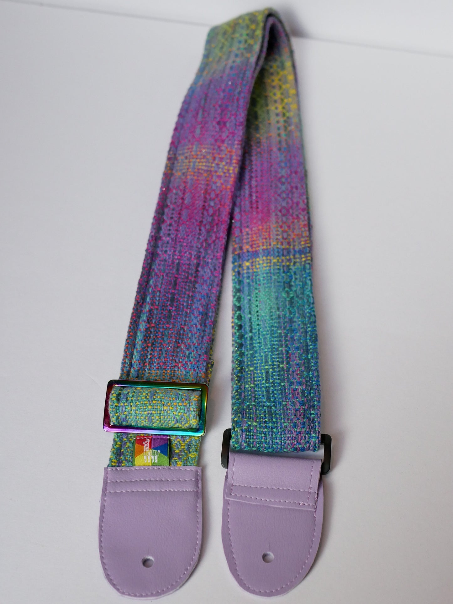 Handwoven Guitar Strap - Rainbow Periwinkle