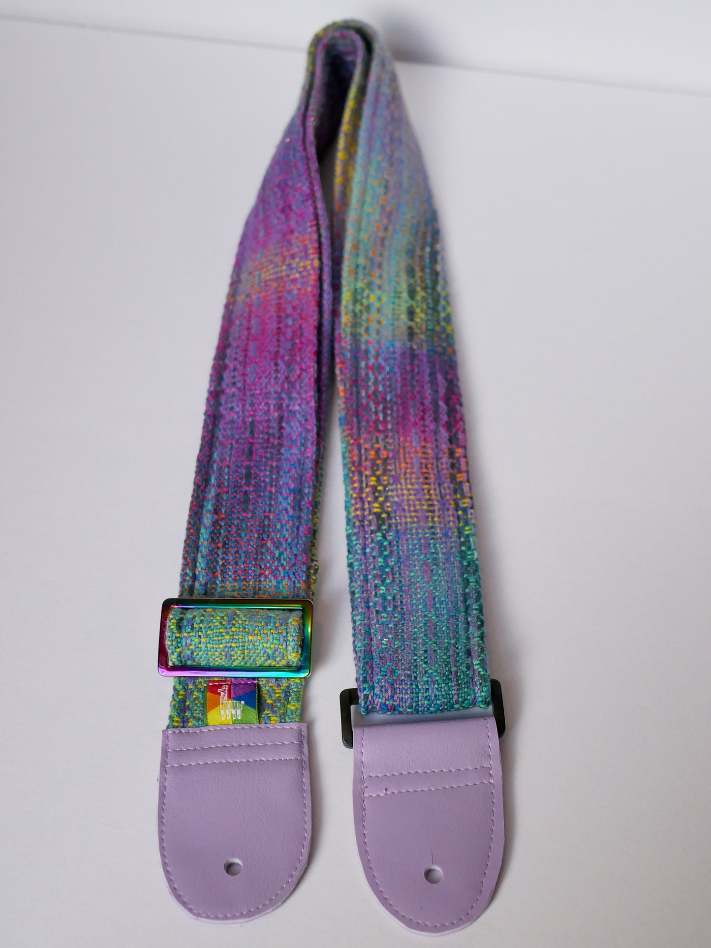 Handwoven Guitar Strap - Rainbow Periwinkle
