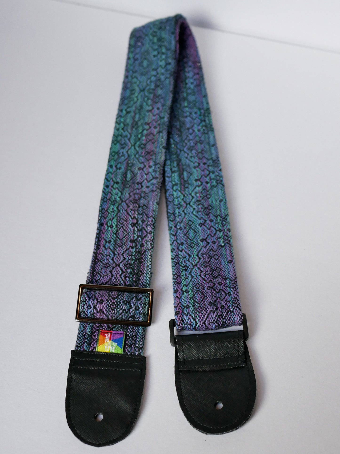 Handwoven Guitar Strap - Black Periwinkle