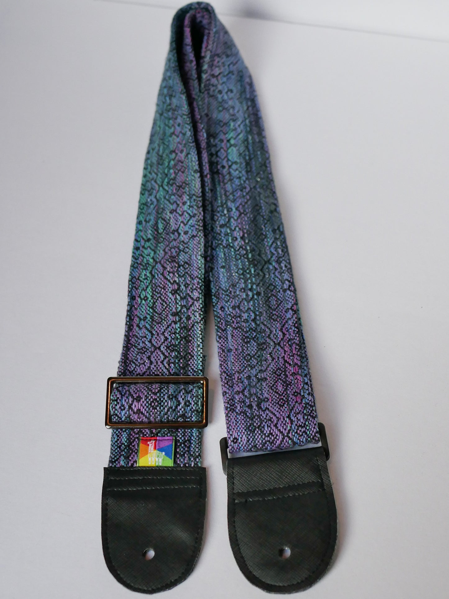 Handwoven Guitar Strap - Black Periwinkle