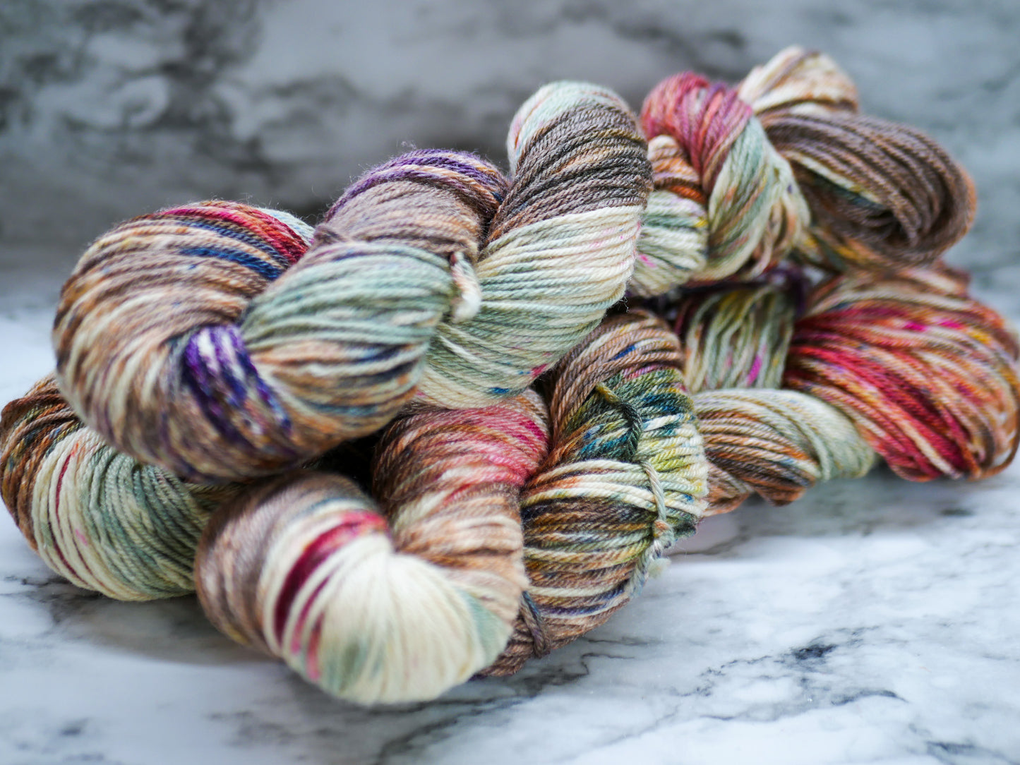 Handpainted 2-ply DK Weight Merino/Tussah Yarn - Down to Earth