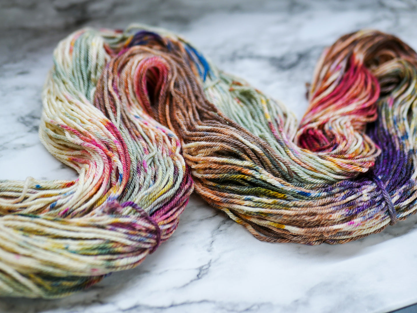 Handpainted 2-ply DK Weight Merino/Tussah Yarn - Down to Earth