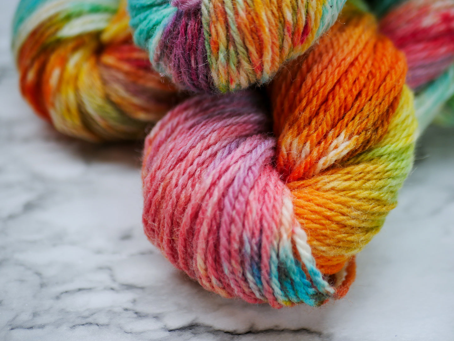 Handpainted 3-ply Aran Weight Shetland Yarn - Short Poppies