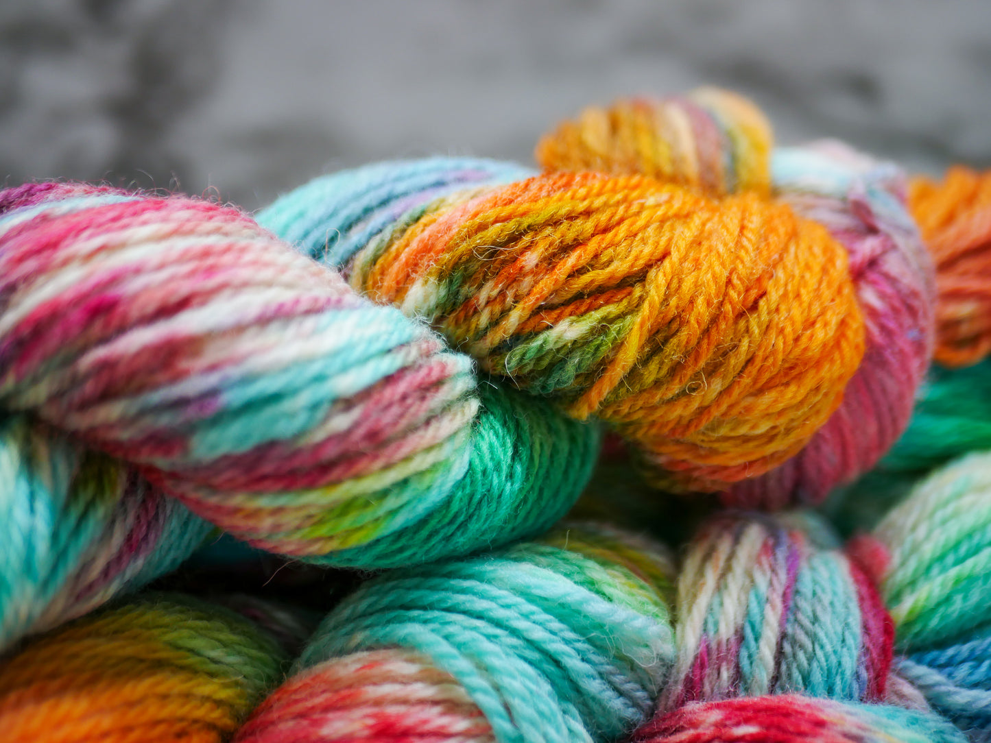 Handpainted 3-ply Aran Weight Shetland Yarn - Short Poppies