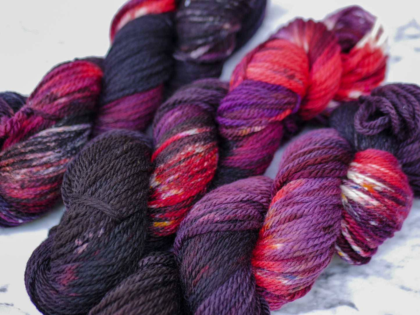 Handpainted 3 ply Worsted Weight Superwash Merino yarn - Dead, but Delicious