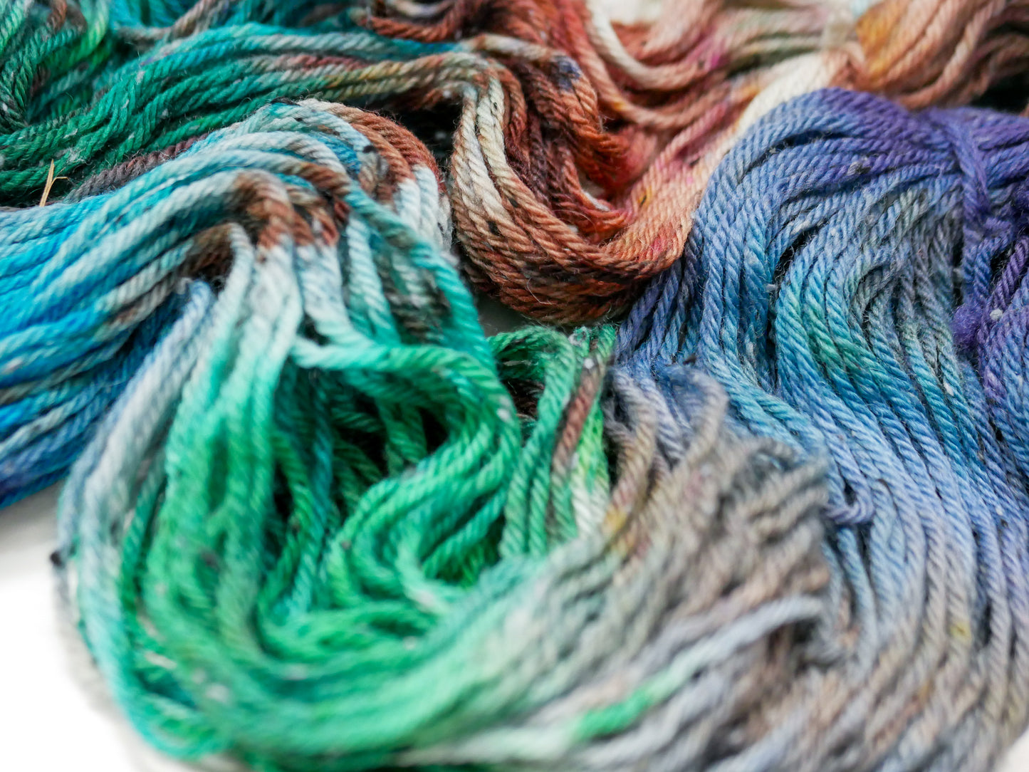 100g Skein - Handpainted Aran Weight Blue Faced Leicester Tweed - Coffee Run
