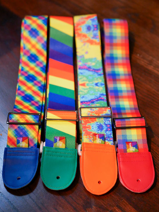 READY TO SHIP Rainbow Guitar Straps - Free US Shipping