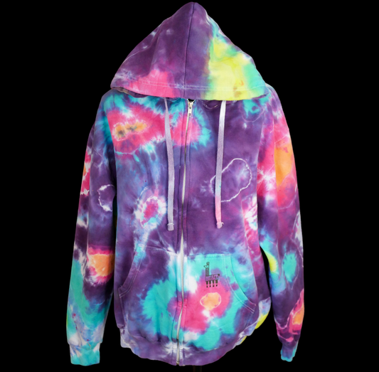 Hand Dyed Zipper Hoodie -- Glow Up -- Size Large -- Ready to Ship