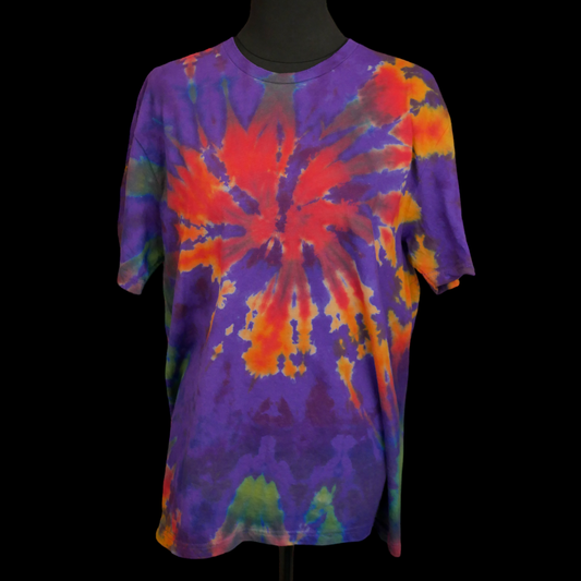 Hand Dyed T-shirt -- Purple Rainbowcore -- Large -- Ready to Ship