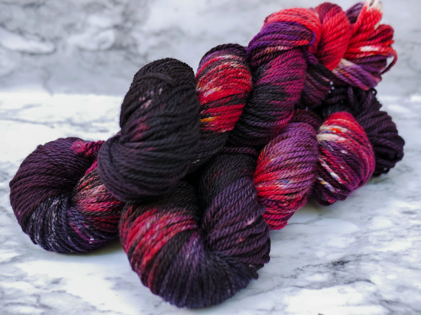 Handpainted 3 ply Worsted Weight Superwash Merino yarn - Dead, but Delicious