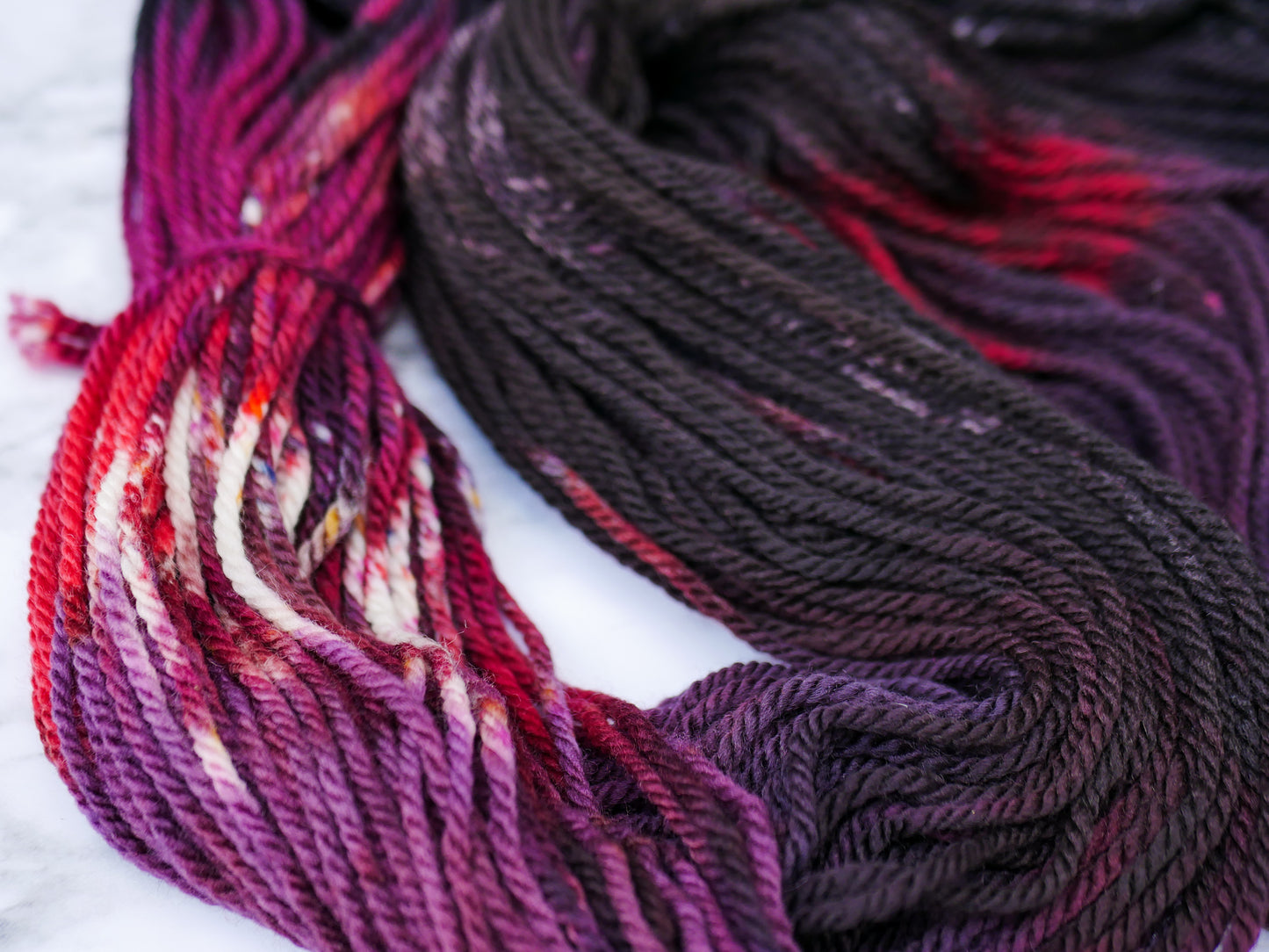 Handpainted 3 ply Worsted Weight Superwash Merino yarn - Dead, but Delicious