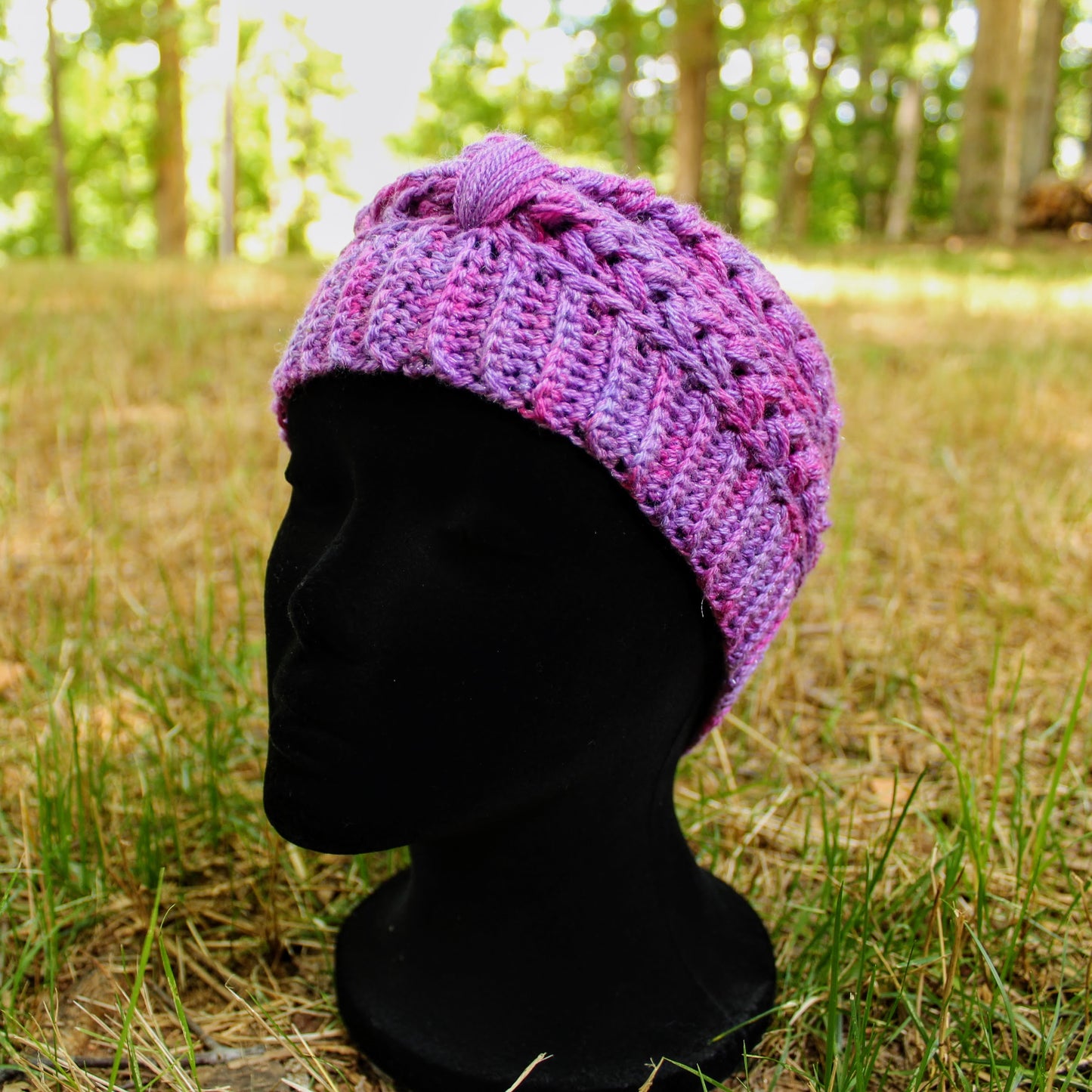 Hand Crocheted Bun/Ponytail Hat